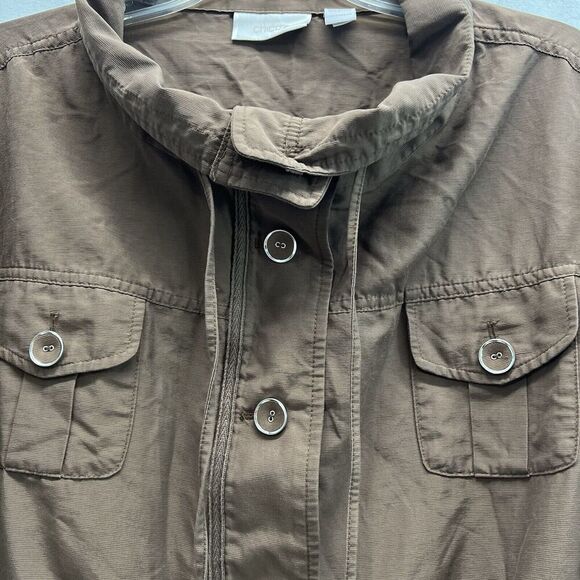 Chicos Lightweight Jacket Size 4 (Woman Size 20-22) Brown Roll Tab Sleeves - Picture 3 of 10